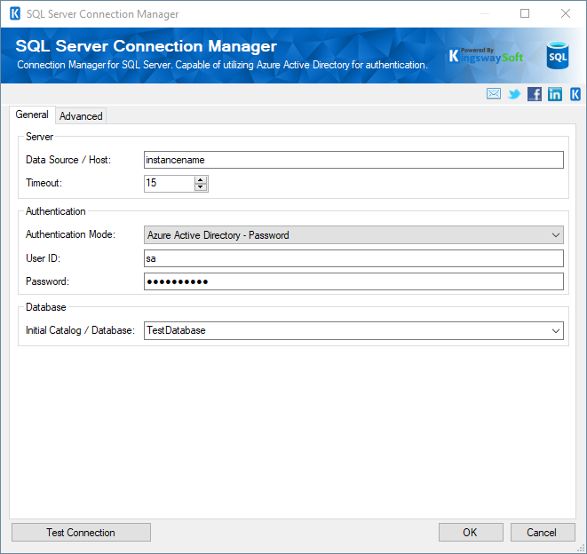 SQL Server Connection Manager - Azure Active Directory - Password